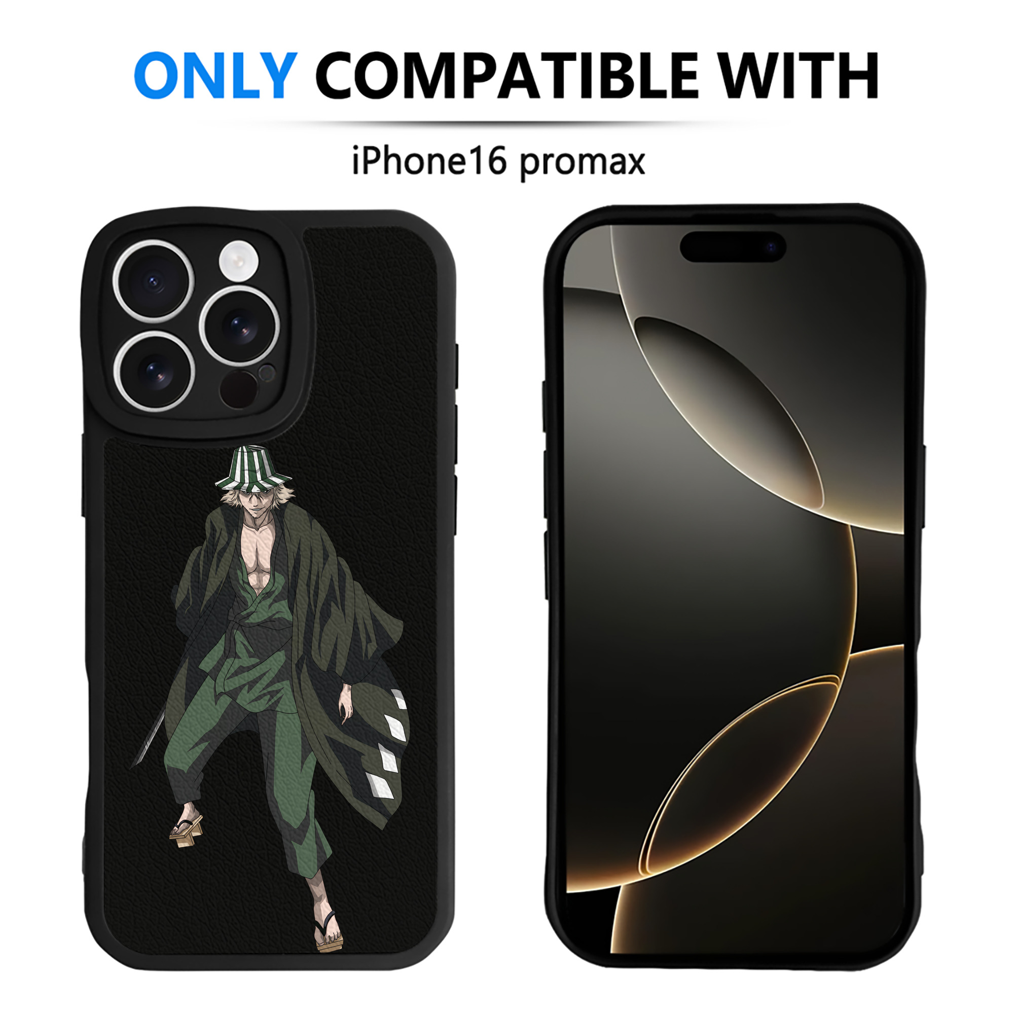（画像用） "ブリーチ 浦原 喜助（うらはら きすけ） BLEACH Urahara Kisuke " 【iPhone 16シリーズ対応】シリコンスマホケース（レザー調） 材質：シリコン